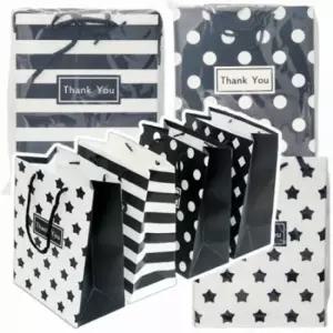 [문구] 쇼핑백 대형 41x31x12cm 10매 모던 무늬 디자인랜덤