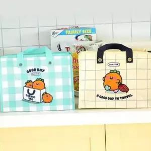 [문구] 휴대용 체크 타포린 방수 쇼핑백 가방 다회용 넉넉한