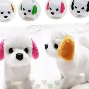 흰색 솜털 강아지 인형 자동 걷기 움직임 소리 나는 애완 동물 장난감 유치원