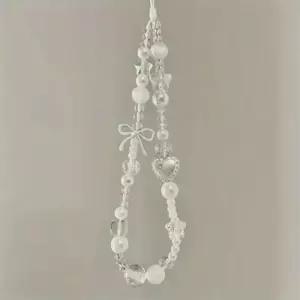 비즈폰스트랩 스마트폰 휴대폰 핸드폰 줄 키링 귀여운 예쁜 감성 화이트 별 진주 비즈 폰 체인 트렌디