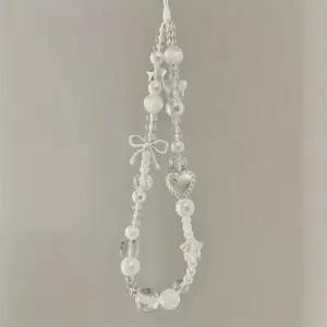 비즈폰스트랩 스마트폰 휴대폰 핸드폰 줄 키링 귀여운 예쁜 감성 화이트 별 진주 비즈 폰 체인 트렌디 아이