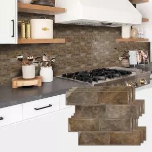 ViibXfans 12장-3D 벽 타일 껍질 벗기기 및 붙이기 12 x 8.7 인치 접착 주방용 뒷면 스플래시 스틱 욕실