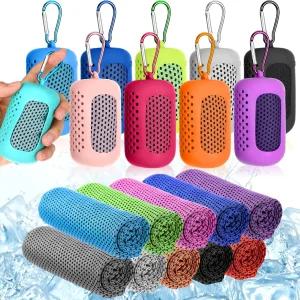 Peryiter 20팩 실리콘 캐리어 케이스 냉각 타월 목과 얼굴을 위한 대용량 스포츠 요가 체육관 러닝