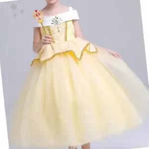여아 공주 드레스 의상 노란색 튤 원피스 오프숄더 디자인 생일 파티 촬영 어린이