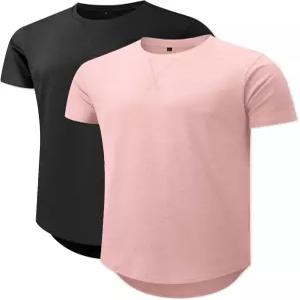 컴데비스 남성 2팩 코튼 크루넥 티셔츠 힙스터 힙합 롱라인