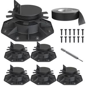 6팩 조절 가능한 데크 지지대 - 튼튼한 방수 녹 방지 야외 테라스 및 플랫폼을 위한 1.38-2.56인치 높이