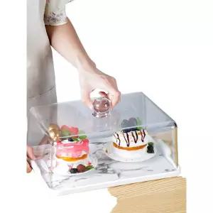 사각 빵덮개 커버 플라스틱 케익 보조 트레이 받침대 포함 스탠드