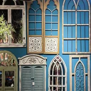 북유럽 인테리어 가짜 창문 카페 거실 빈티지 벽면 가짜책