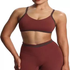Aoxjox 여성 컬러 블록 운동 스포츠 브라 피트니스 블레어 요가 크롭 탱크
