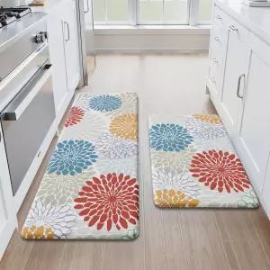 메이묘 바닥용 주방 매트 - 피로 방지 2종 세트 미끄럼 쿠션 러그 스탠딩용