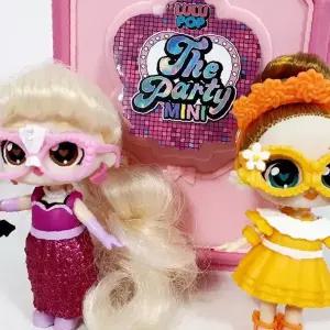 반짝이 드레스 미니 피규어 세트 핑크 무대 배경 소품 포함 패션 꾸미기 놀이