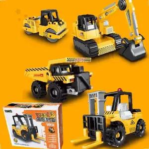 덤프트럭 지게차 로더 조립형 건설 차량 놀이 세트 노란색 중장비 모형 블록 결합