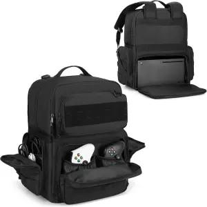 Xbox Series X 콘솔 휴대용 케이스 백과 호환되는 PGmoon 여행용 전술 백팩 위한 개별 공간 컨트롤러