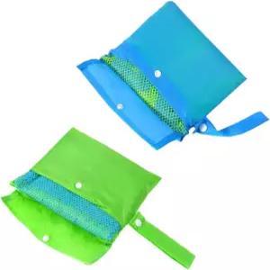 프레티줌 2pcs 메쉬 포켓 청록색 및 비치 정리 파우치가 포함된 대형 옥스포드 천 보관 가방 야외 여행
