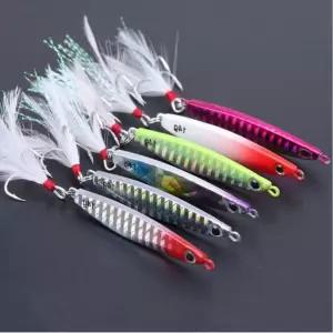 선상 바다 루어 낚시 메탈지그 17g 삼치 갈치 고등어 산천어 깃털 트레블훅