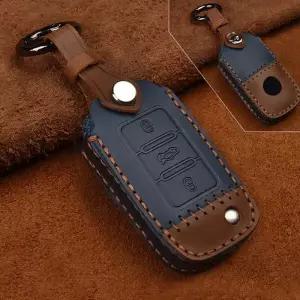 호환  폭스바겐 골프 파사트 제타 스코다 파비아용 A 블루 가죽 키 케이스 리모컨 커버