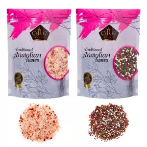 세레즈 파자리 레인보우 페퍼콘 블렌드 12온스와 히말라야 핑크 소금 조잡한 곡물 2파운드 통블랙 그린