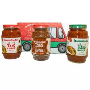 스페인 정원 타코 트럭 트리오 - 순한 소스 핫 정통 멕시코 음식을 위한 시즈닝 텍스멕스 푸드의 오리지널