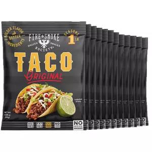 파이어 스모크 소사이어티 타코 시즈닝 믹스 0.85온스 12팩 카르니타스 파지타스 스테이크 소고기 닭고기용
