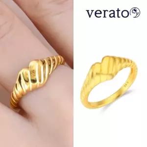 베라토 24K 순금 웨이브 볼륨 하트 한돈 반지 3.75g