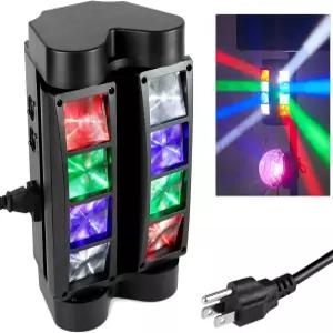 QWORK 무빙 헤드 DJ 조명 8 x 3W RGBW 빔 스테이지 540도 XY 축 4가지 모드 디스코 노래방 파티 무대