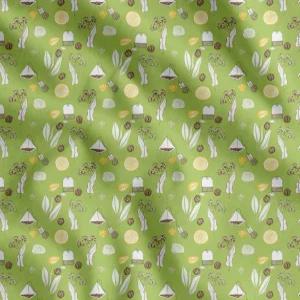 소이모이 코튼 캠브릭 그린 패브릭 - 야적장 옆 42인치 너비 티백 허브 레몬 슬라이스 야채 수확 천