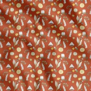 소이모이 코튼 캠브릭 오렌지 원단 - 야적장 옆 폭 42인치 티백 허브 레몬 슬라이스 야채 수확 천