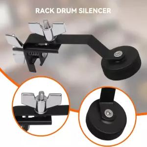 드럼 키트 145 x 65mm용 블랙 메탈 댐퍼 음소거 소음기 플러스 펠트 클램프 온 톤 컨트롤 머플러