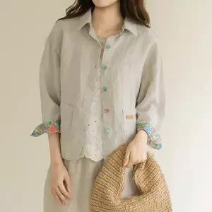 엄마옷 마담4060 자켓 여성 데일리 [내추럴포엠]카라린넨셔츠 -YJK2604006-