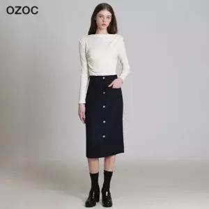오조크 버튼 포인트 포켓 스커트