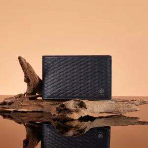 닥스 액세서리 26FW [WOVEN PATTERN] 네이비 짜임패턴 소가죽 반지갑 DBWA6F860N2