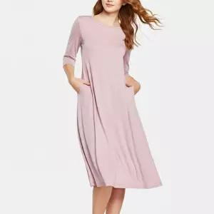 데일리 홈웨어 베이직 롱 레이온 원피스 라운지웨어