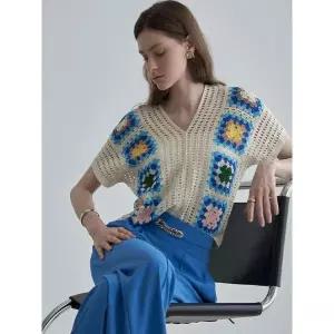 [하프클럽/]스카시 배색 포인트 나시 세트 니트 LM08KN107L