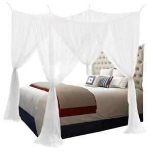 풀 퀸 킹 사이즈 침대용 보울리 침대 캐노피, 코너 캐노피 고딕 커튼 4개, 캠핑 파티오 실내 야외용 모기장