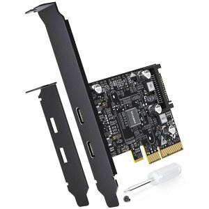 [미국배송] 10GBPS PCIE USB C 3.2 GEN 2 카드 2포트 PCLE-USB 확장 데스크톱 PC용 PCI EXPRESS 3.0 X 4 어댑터 SSD 인클로저 워크스테이션 파일 백업 데이터 전용