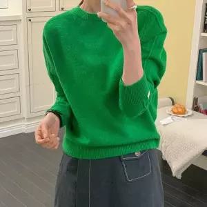 [다잇템] 여자 에시드 8컬러 라운드 빨강 SS 주황 레인보우 니트