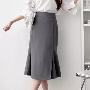 [다잇템] 여자 오피스룩 인어공주 컷아웃 하이웨이스트 중간 스커트