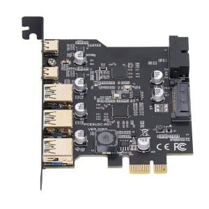 [미국배송] GOWENIC PCIE-USB 3.2 카드 USB A 포트 3개 및 C 2개 LINUX용 데스크톱 PC용 20GBPS 대역폭 내부 PCI E EXPRESS 확장 카드