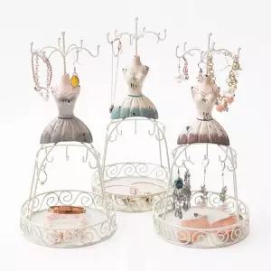 미니 마네킹 액세서리 핑크 벨벳 반지 귀걸이 홀더 스토리지 보관 걸이 전용 거치대장