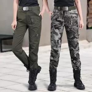 여성 밀리터리 군복 바지 일자 멀티 포켓 카고 팬츠 카키색 택티컬 작업복 바이크 의류