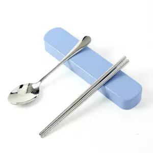 성인용 캠핑수저세트 하늘색 케이스 2개 수저선물