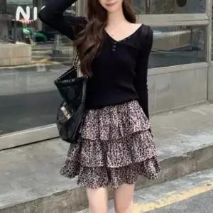 [옷자락]여자 러블리 발랄 데일리 레오파드 캉캉 미니 스커트_P421001155