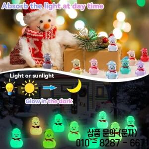 30 100개 발광 미니 크리스마스 레진 눈사람 피규어 컬러풀한 작은 인형집