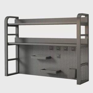 책상상부장 타공판 선반 책상 2층 정리 프레임 흰색 철제 115cm 책장 책꽂이