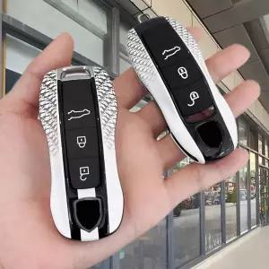 호환  포르쉐 카이엔 Macan Panamera 911 718 Boxster Taycan 용 ABS 자동차 원격 키 케이스 커버 Fob 쉘