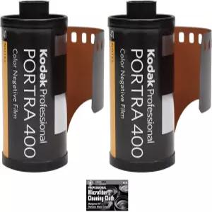 코닥 프로페셔널 초상화 400 컬러 네거티브 필름 35mm 롤 36개 노출 - 청소용 천이 포함된 2팩