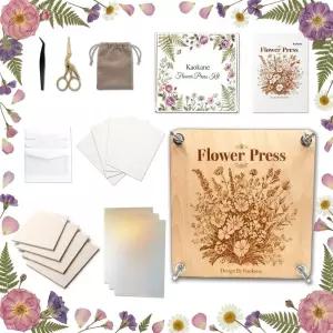 카오카네 꽃 프레스 키트 전문 건조 보드 및 황금 크레인 정원 스닙이 포함된 9x9인치 나무 식물 대형