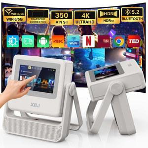 가정용 빔프로젝터 XBJ 스마트 터치 스크린 휴대용 프로젝터 4K 지원 와이파이 블루투스 자동 초점 휴대폰 TV스틱 PC 실내외 호환