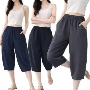 1+1+1 3종SET 여성 린넨 항아리 7부바지 절개 시원한 밴딩팬츠 빅사이즈 루즈핏 배기
