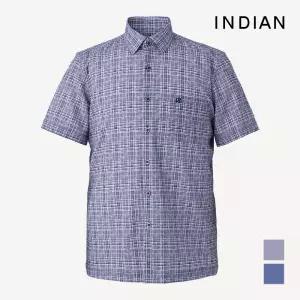 [INDIAN] 중체크 프린트 원컬러톤 반팔티셔츠_MITNSXM3111